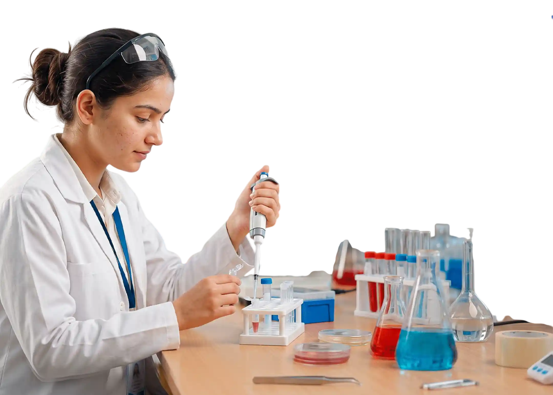 Postgraduate student conducting laboratory analysis in a medical sciences lab