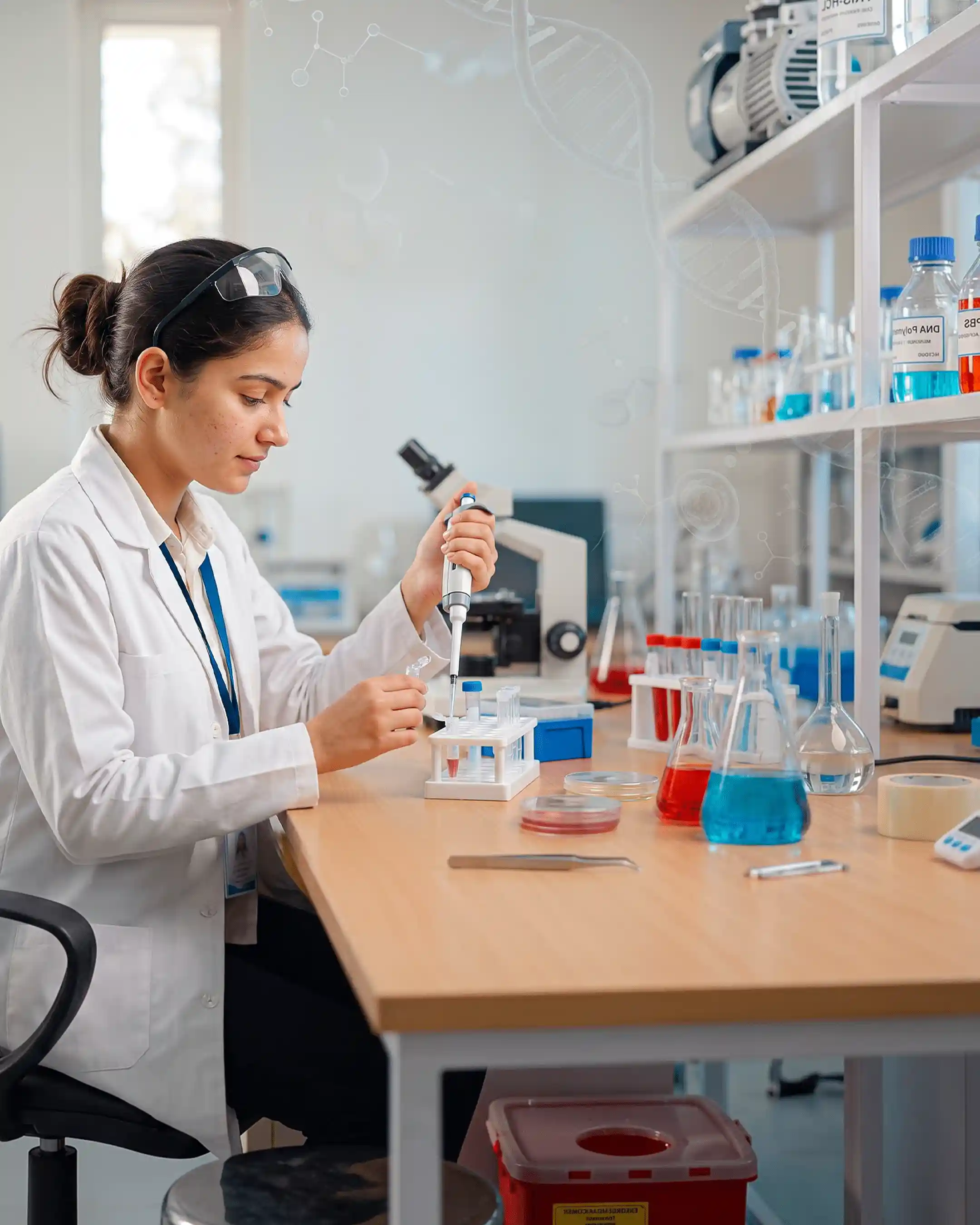 Students working with laboratory equipment during a practical session